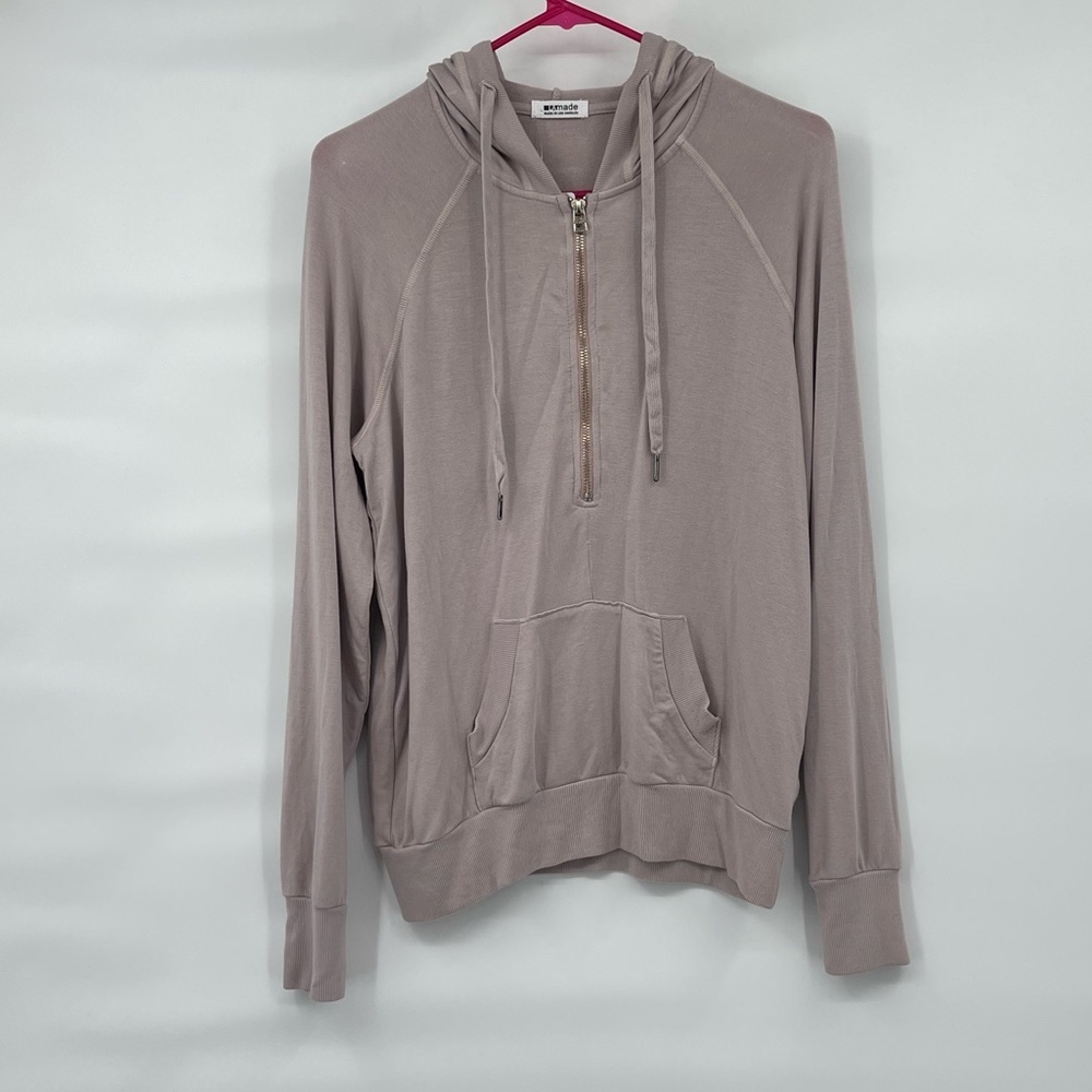 LA Made NWT Micro Modal taupe 1/2 zip lightweight soft sweater